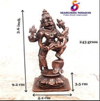 Brownish-Orange Copper Idols India, 3.6 Inches, Handmade Lakshmi Narasimha 243 Gram, Patina Antique Finish, Pack Of 1 Piece