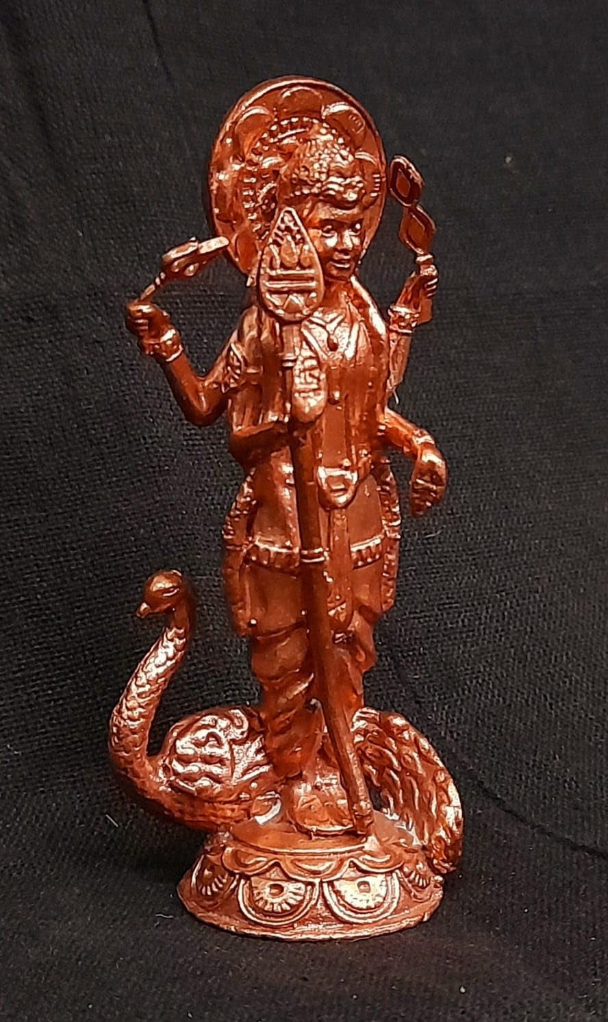 Brownish-Orange Copper Idols India, 3 Inches, Handmade Murugar, 76G, Patina Antique Finish, Pack Of 1 Piece