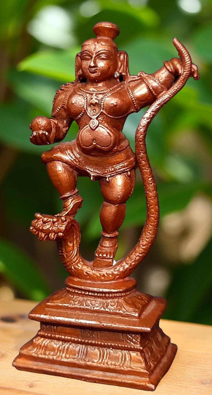 Brown Copper Idols Handmade Kalinganarthana Krishn India, 4.2 Inches, A 350 Gm, Pack Of 1 Piece