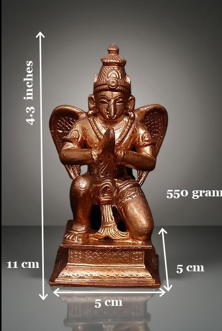 Sacred Copper Garuda Idol – 4.3 Inches, 550 Grams, Handmade Antique Patina Finish, Pack of 1 Piece