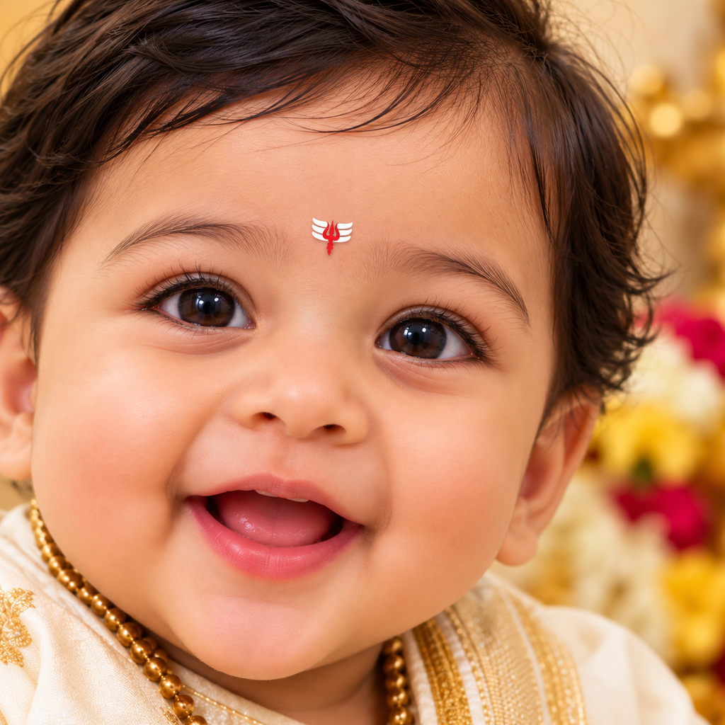 Mahadev Tripundra Trishul Designer Bindi Set – Traditional Shiva Tilak Design (Bindis Sticker 6)