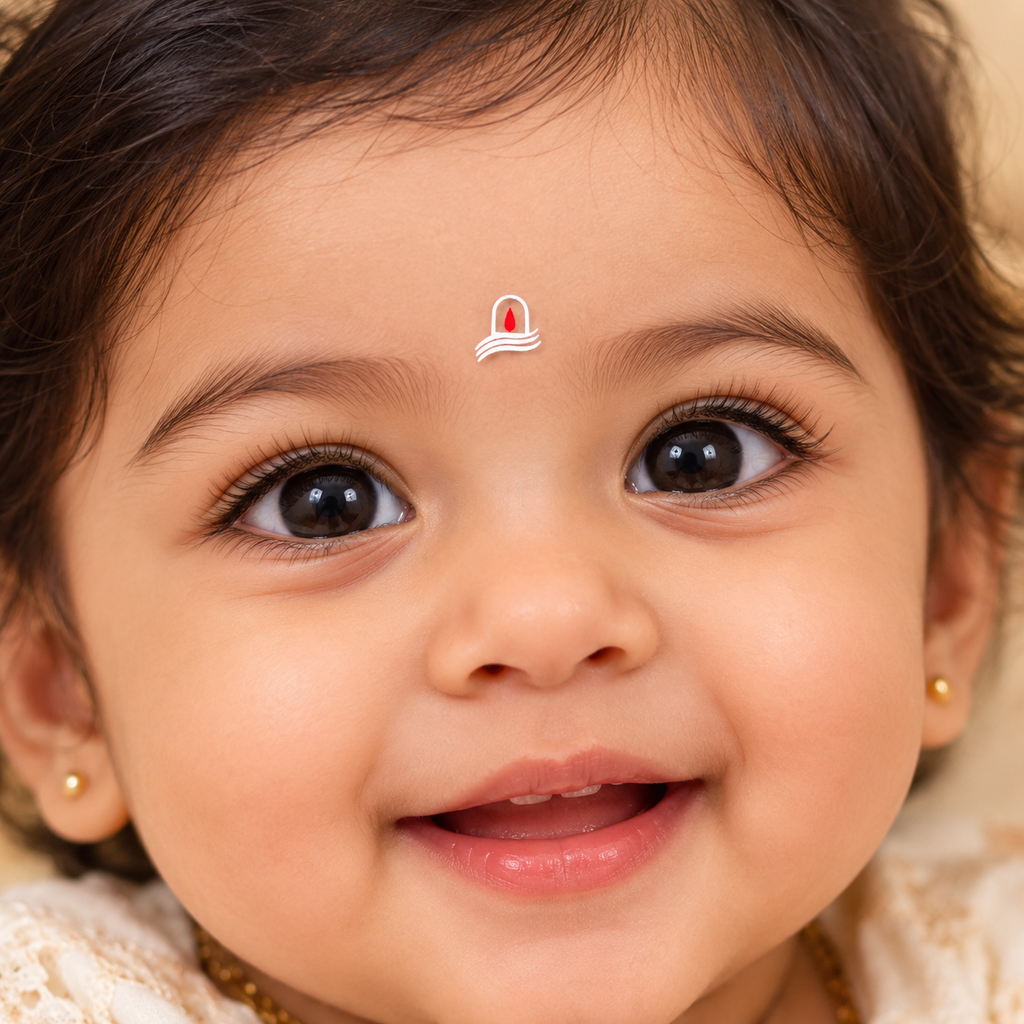 Premium Shiv Tilak Designer Bindi Set – White & Red Traditional Bindis - 6 Bindis Sticker