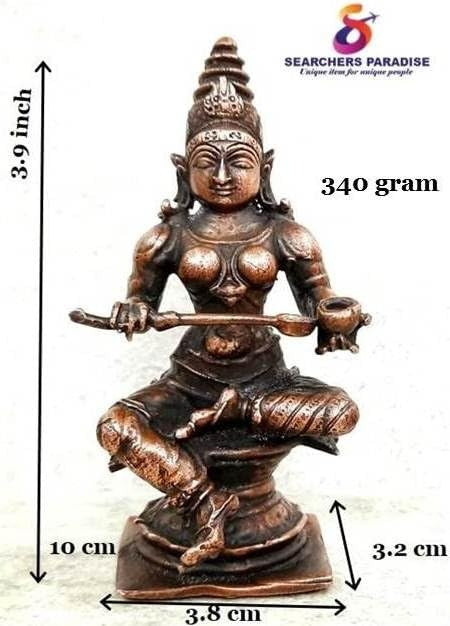 Brownish-Orange Copper Idols India, 3.9 Inches, Handmade Annapoorani Idol With, 340G, Patina Antique Finish, Pack Of 1 Piece