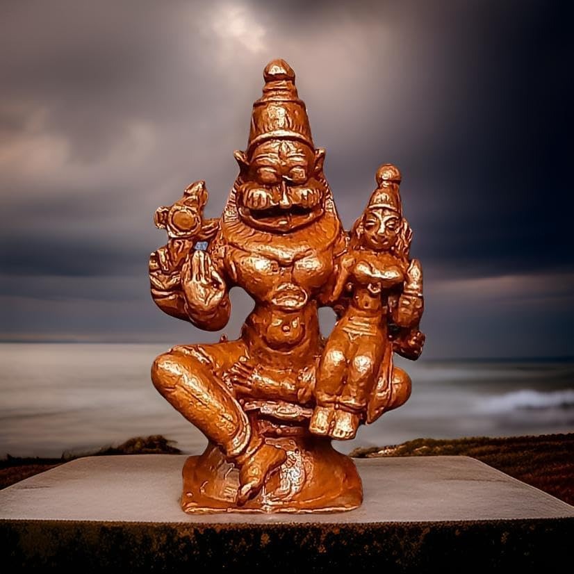 Antique Copper Copper Handmade Lakshmi Narasimhar 1.5 Inches, 50G, Pack Of 1 Piece