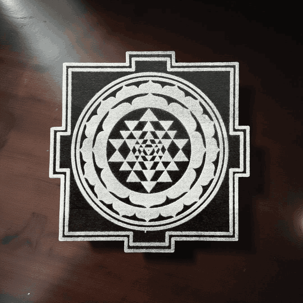 Unikraf Jumbo Rangoli Sri Yantra Stencil Wooden 30x30 Inches Pack of 1 piece