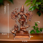 Brownish-Orange Copper Idols Of God Mahishasura Mardhini Idol, 7.8 Inches, 1.1 Kg, Patina Antique Finish, Pack Of 1 Piece