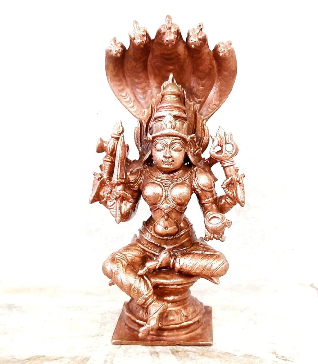 Brownish-Orange Copper Idols Of God Amman 4.9 Inches, 470G, Patina Antique Finish, Pack Of 1 Piece