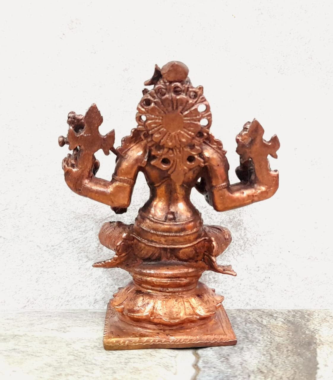 Brownish-Orange Copper Idols India, 3.5 Inches, Handmade Goddess Varahi, 455 Gram, Patina Antique Finish, Pack Of 1 Piece