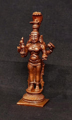 Sacred Copper Kolhapur Mahalakshmi Idol – 3.3 Inches, 85 Grams, Handmade Antique Finish, Pack of 1 Piece