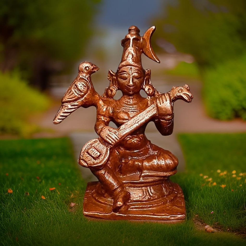 Sacred Raja Matangi Solid Copper Mini Idol – 1.6 Inches | 50 Grams | Antique Patina Finish | Handcrafted Tantric Devi Murti | Unikraf