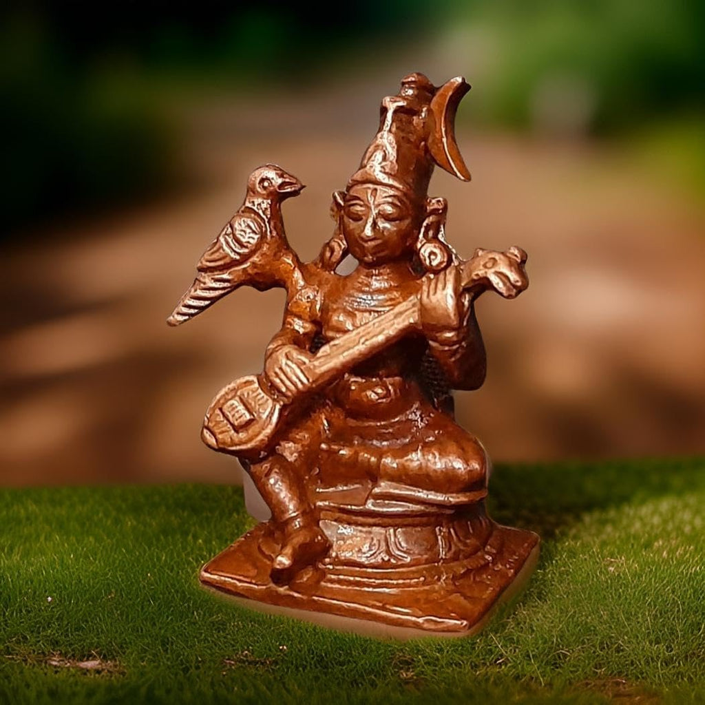 Sacred Raja Matangi Solid Copper Mini Idol – 1.6 Inches | 50 Grams | Antique Patina Finish | Handcrafted Tantric Devi Murti | Unikraf