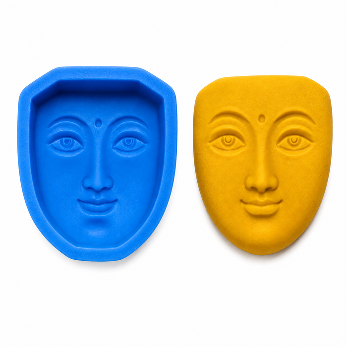 Hindu Goddess Durga Idol face Durga Puja Deepavali and Navaratri Festivals Worshipped fondant god Silicone Mold  -Single Face