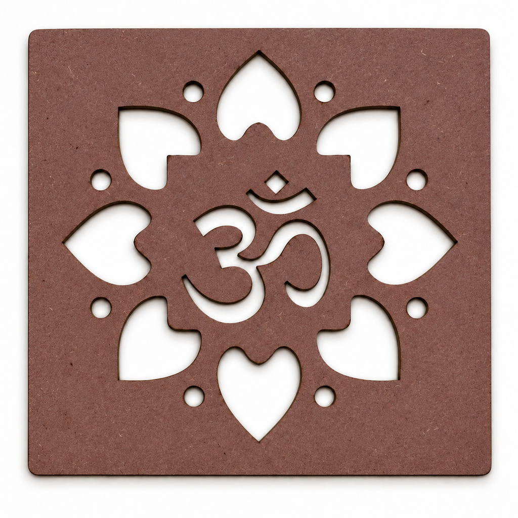Om MDF Rangoli Stencil | Traditional Om Kolam Design | Reusable Pooja & Festival Stencil