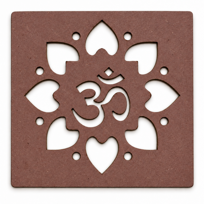 Om MDF Rangoli Stencil | Traditional Om Kolam Design | Reusable Pooja & Festival Stencil