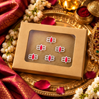 Traditional Lotus Tilak Designer Bindi Set of 6 stickers | Premium White & Red Spiritual Bindis for Pooja & Festivals