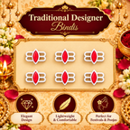 Traditional Lotus Tilak Designer Bindi Set of 6 stickers | Premium White & Red Spiritual Bindis for Pooja & Festivals