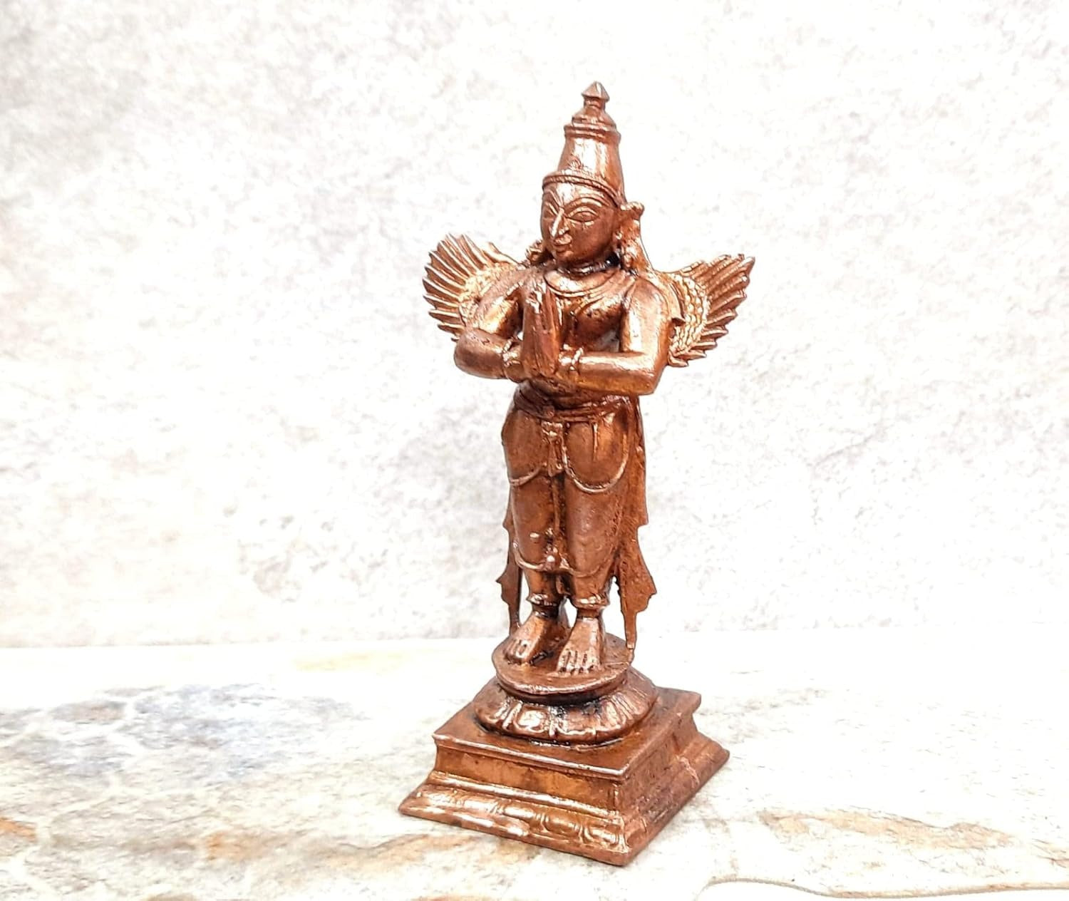 Brownish-Orange Copper Idols, 10.2 Cm, Handmade Garuda 229Grams, Patina Antique Finish, Pack Of 1 Piece