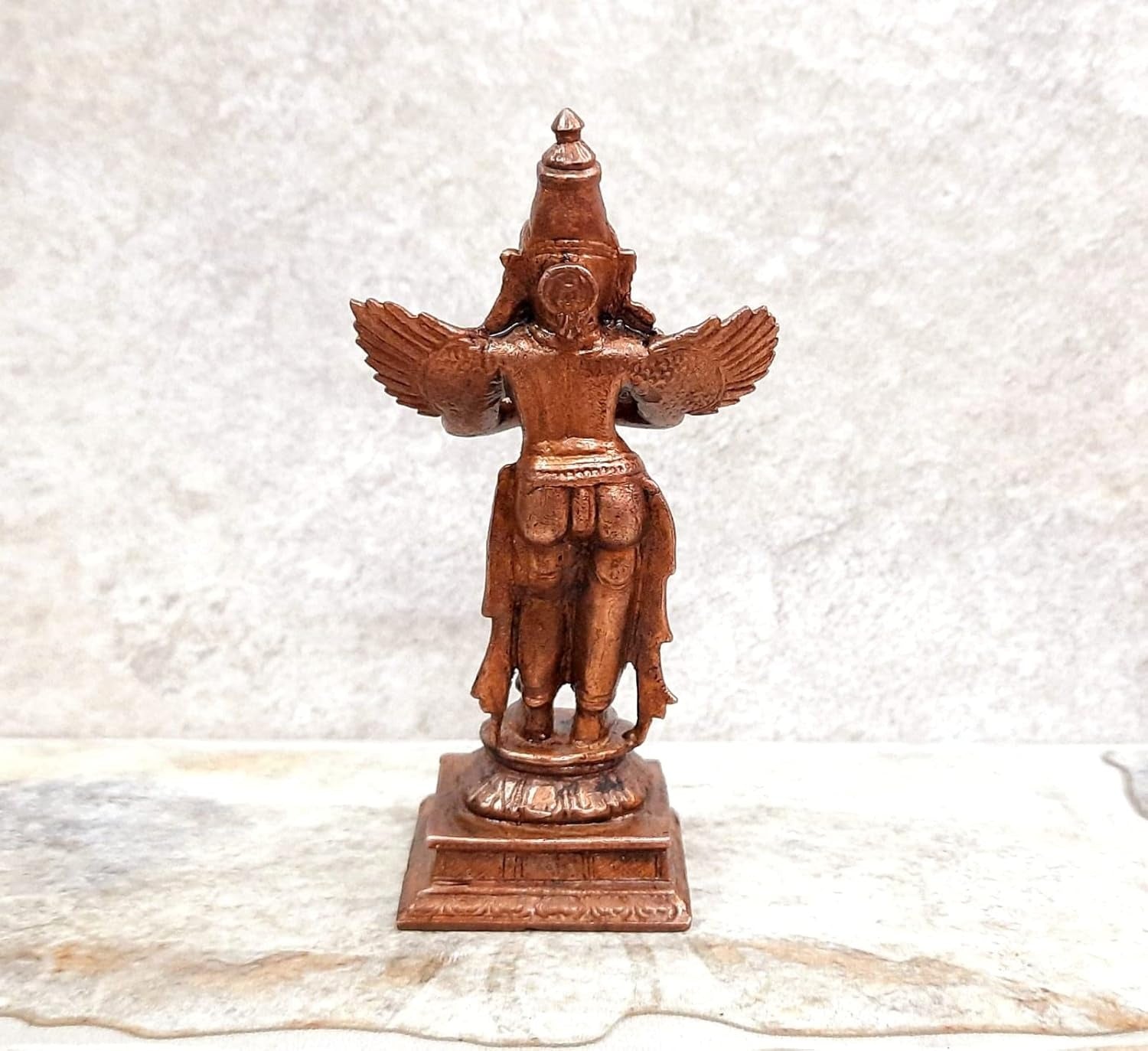 Brownish-Orange Copper Idols, 10.2 Cm, Handmade Garuda 229Grams, Patina Antique Finish, Pack Of 1 Piece