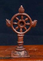 Sacred Sudarshana Chakra Solid Copper Idol – 2.1 Inches | Antique Patina Finish | Handcrafted Divine Disc of Lord Vishnu | Temple Style Murti | Unikraf