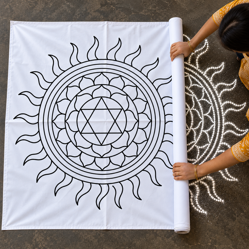 Sudarshanam 3.5 feet with Kiranam| Traditional Mandala Design | Reusable Temple & Pooja Decoration Template | Unikraf