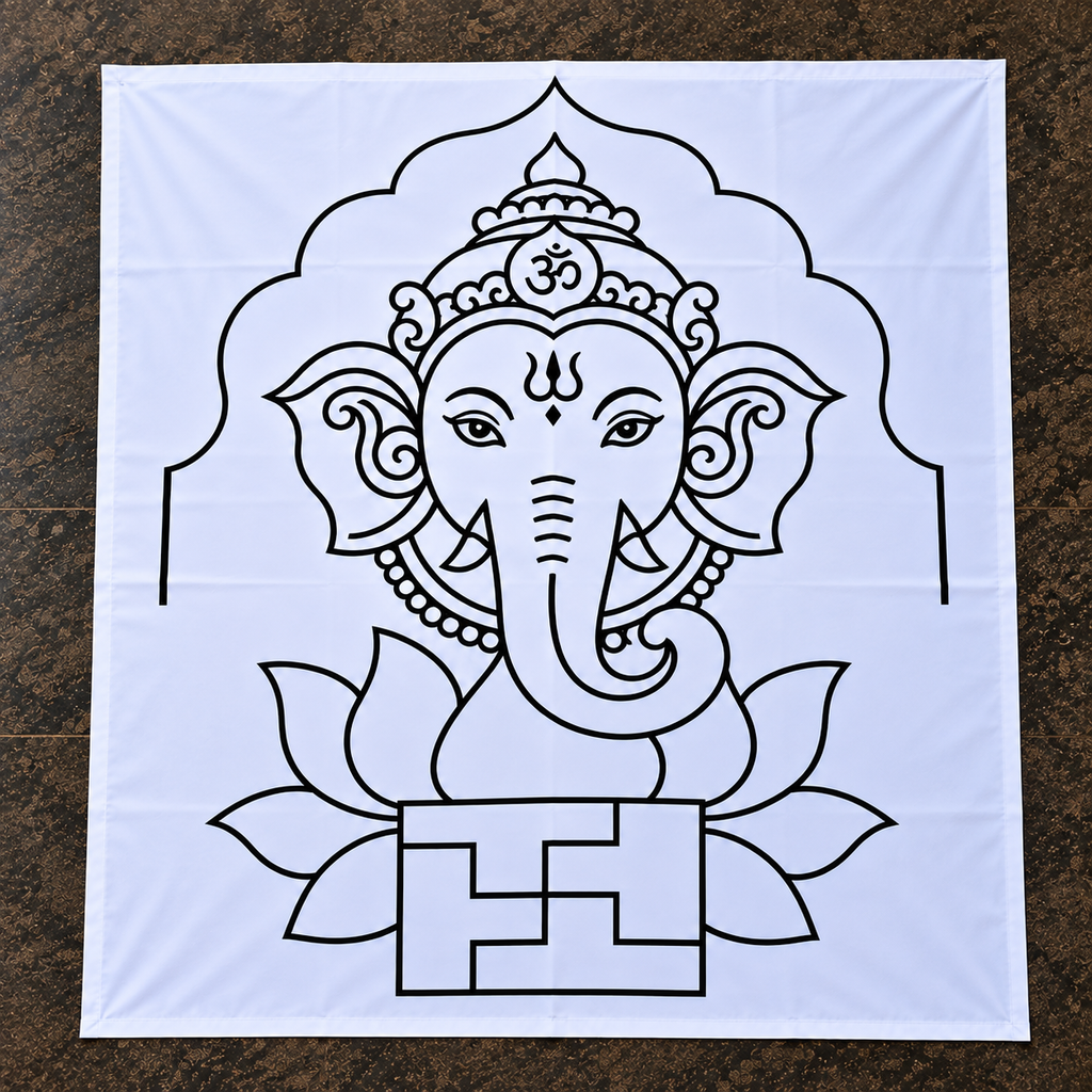 Swasthi Ganapati Flex Stencil | Traditional Ganesha Design for Pooja & Temple Decorations | Unikraf