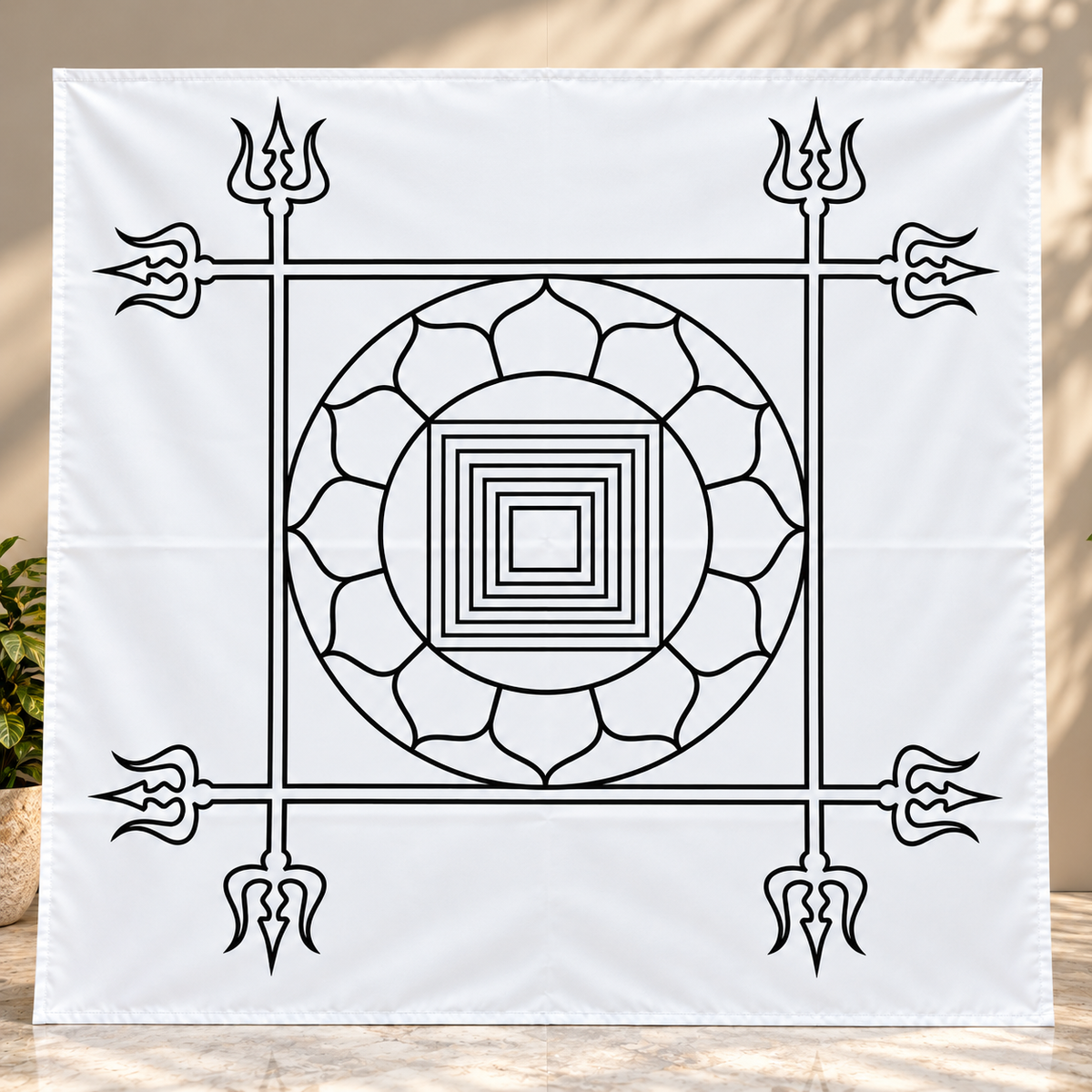 Mrithvigayam Flex Stencil _ 3Feet  | Traditional Shiva Trishul Kolam Rangoli Design