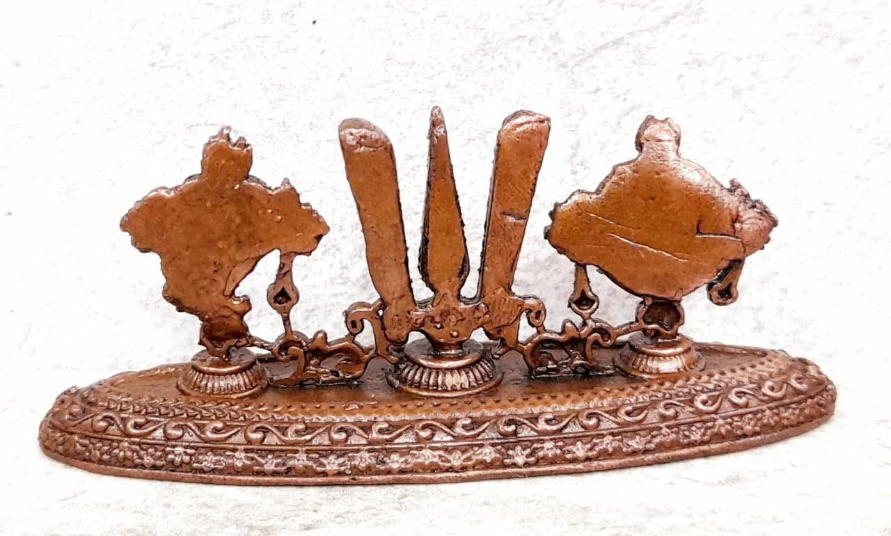 Brownish-Orange Copper Idols India, 1 Inches, Handmadethe Divine Namam Sangu Chakra, 55G, Patina Antique Finish, Pack Of 1 Piece