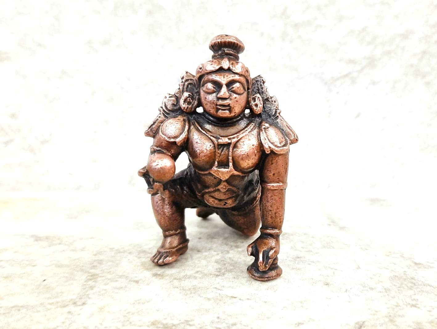 Brownish-Orange Copper Idolsby Unikraf , 5 Cm, Handmade Bal Gopal 81 Gram, Patina Antique Finish, Pack Of 1 Piece