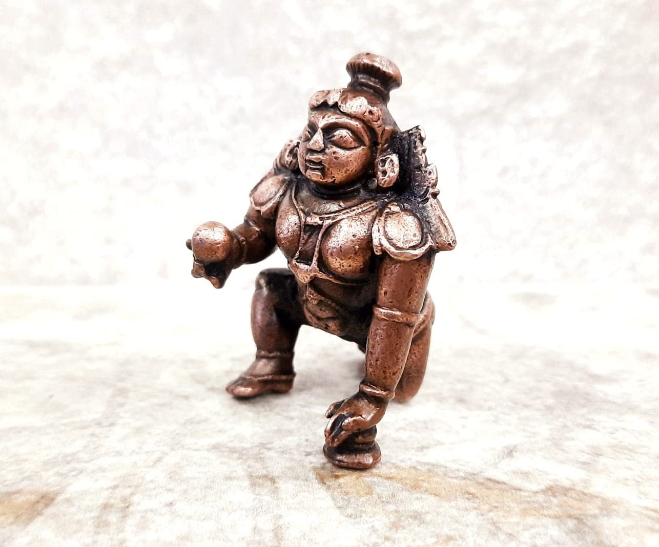 Brownish-Orange Copper Idolsby Unikraf , 5 Cm, Handmade Bal Gopal 81 Gram, Patina Antique Finish, Pack Of 1 Piece