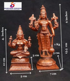 Brown Copper Idols Of God Srinivasa Perumal With Mahalakshmi, 6 Inches, 1 Kg, Patina Antique Finish, Pack Of 2 Piece