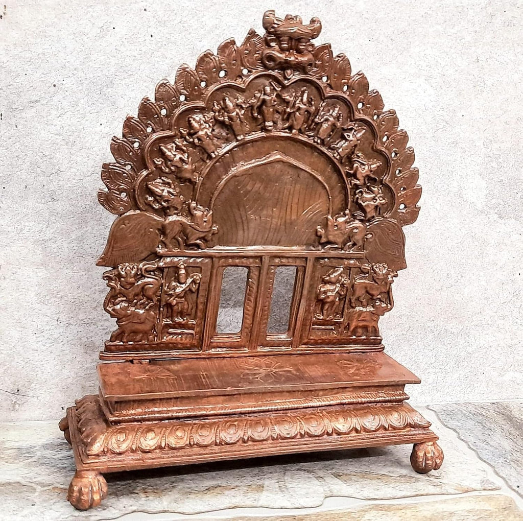 Brownish-Orange Copper Idols Of God Dasavadhara Prabhavali, 7.2 Inches, 1.1 Kg, Patina Antique Finish, Pack Of 1 Piece