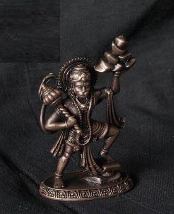 Brown Copper God Idol Chiranjeevi Hanuman, 2.5 Inches, 60G, Patina Antique Finish, Pack Of 1 Piece