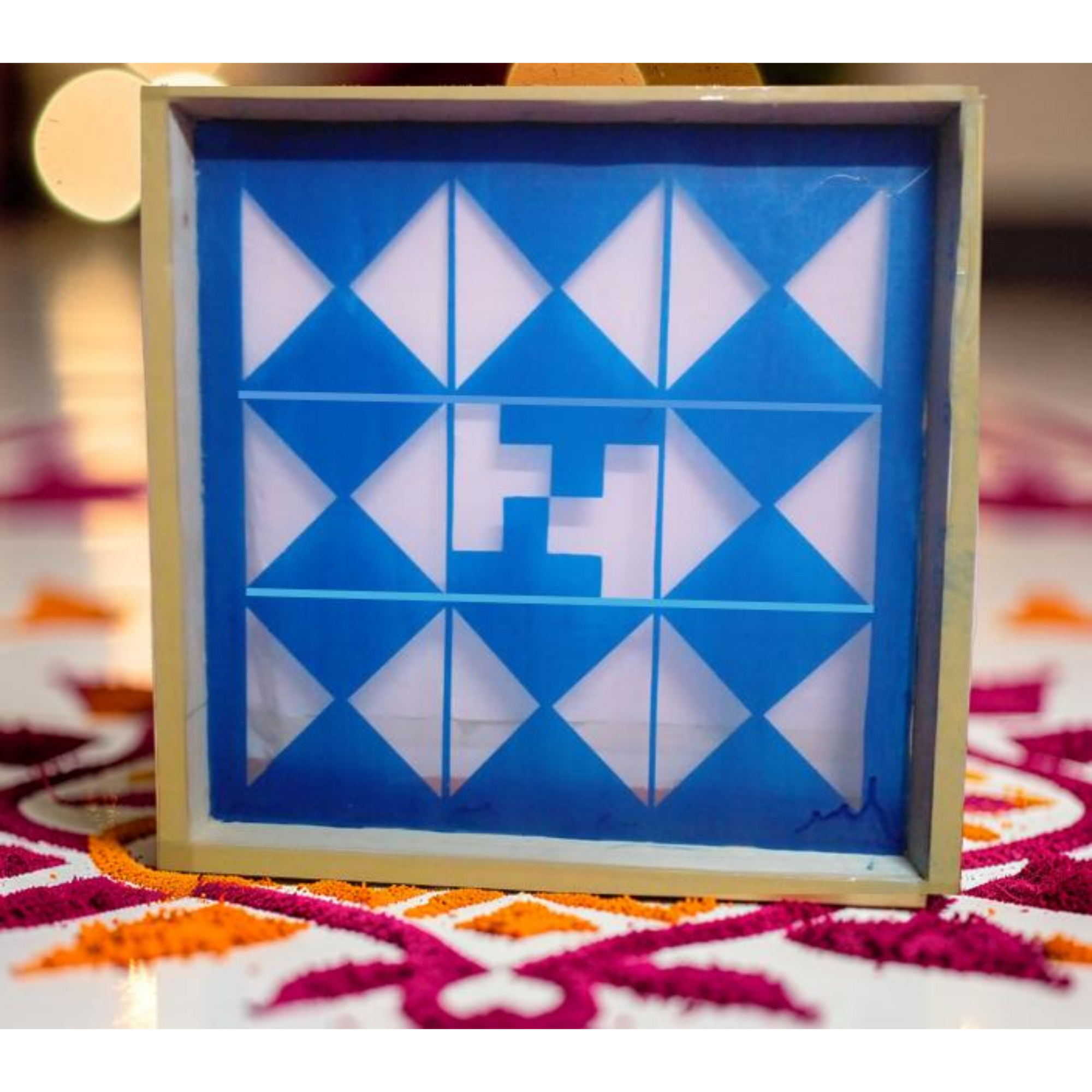 Navakam Yantra Design Stencil Wooden Frame Pack of 1 piece