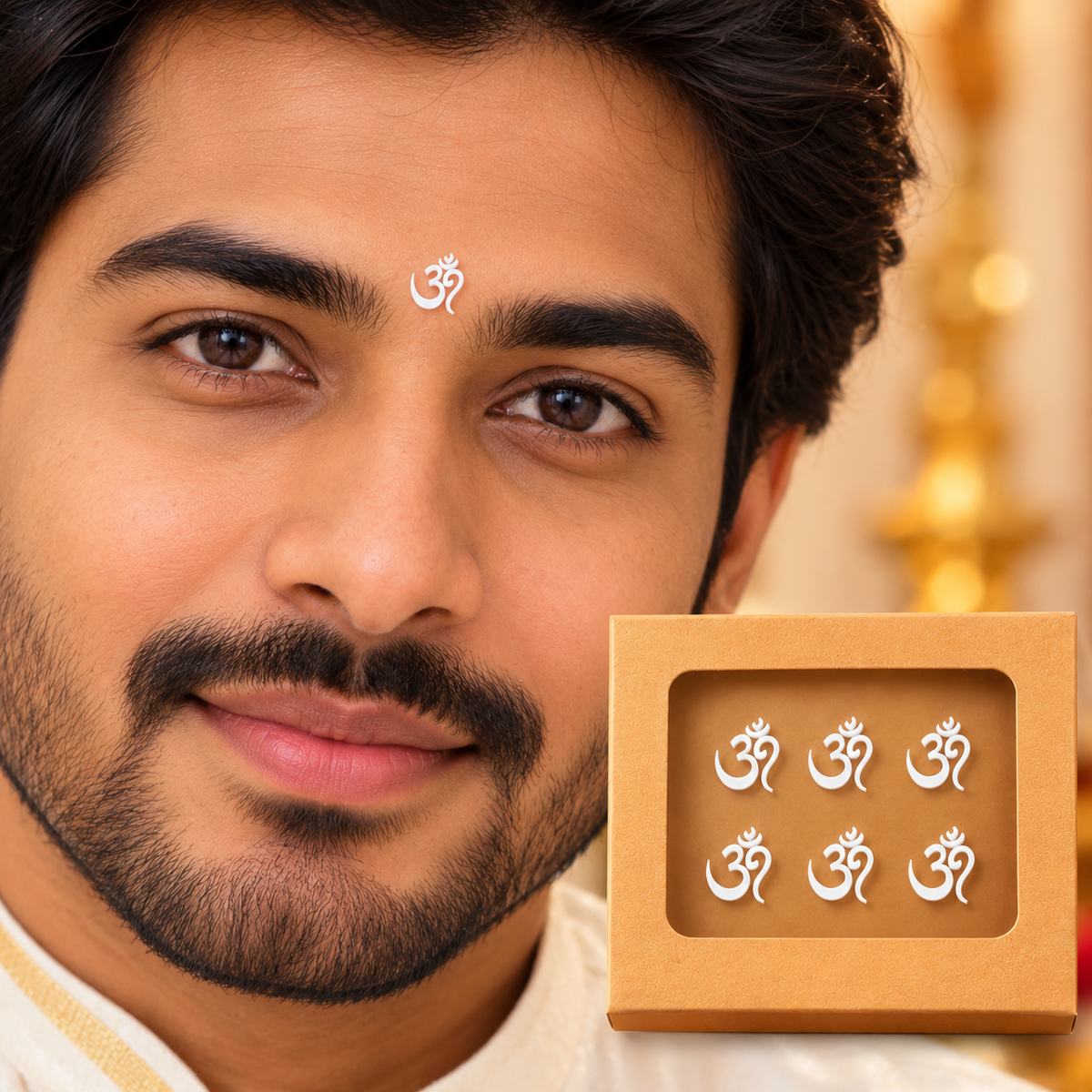 Divine Om Designer Bindi Set of 6 Bindi Stickers  | Sacred Spiritual Bindis for Pooja, Festivals & Daily Wear
