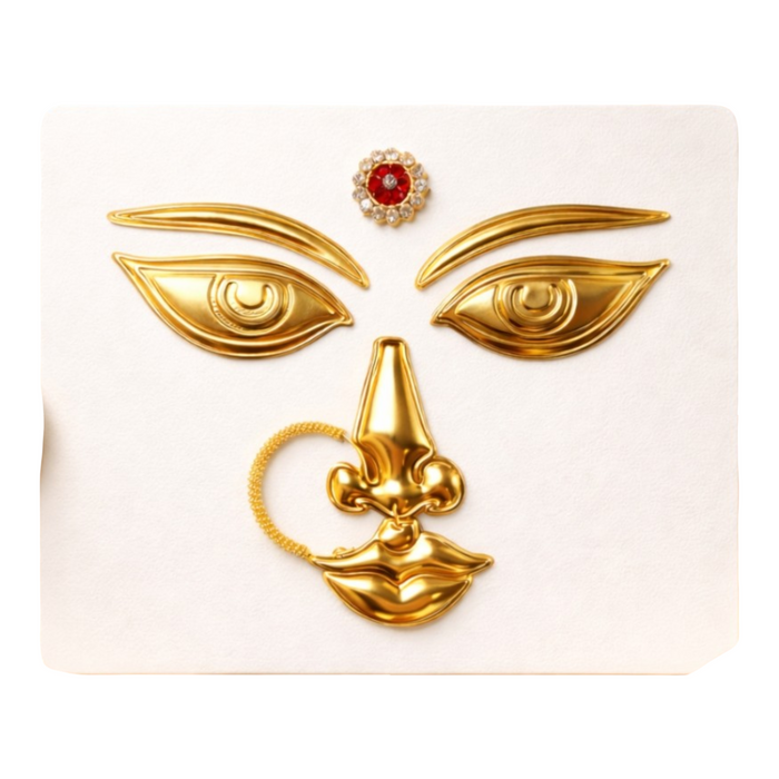 Mata Ji Face Set – 4×5 Inch & 6×7 Inch | Premium Golden Devi Mukh for Idol Decoration |Unikraf