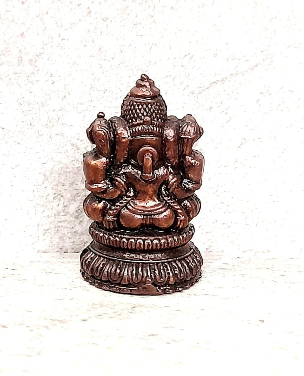 Brown Copper Idols Of God Ganesh, 1.4 Inches, 40 Gram, Patina Antique Finish, Pack Of 1 Piece