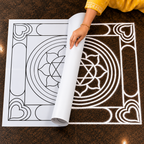 Ashtadhalam with Shatkonam Flex Stencil | Traditional Floral Mandala Kolam Design | Reusable Rangoli Stencil for Pooja, Festivals & Spiritual Decor
