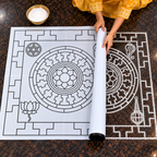 Chakrabjam Flex Stencil - 3.5 Feet  | Sacred Rangoli & Kolam Design | Reusable Pooja Stencil