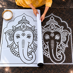 Sacred Guru Ganapati Face Flex Stencil – Reusable Rangoli & Kolam Design Stencil