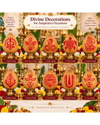 Combo P_10_2 | Premium Coconut Decoration Stencil Set | Reusable Velvet Stencils for Varalakshmi Vratham, Navaratri & Temple Poojas | Pack of 10 Designs