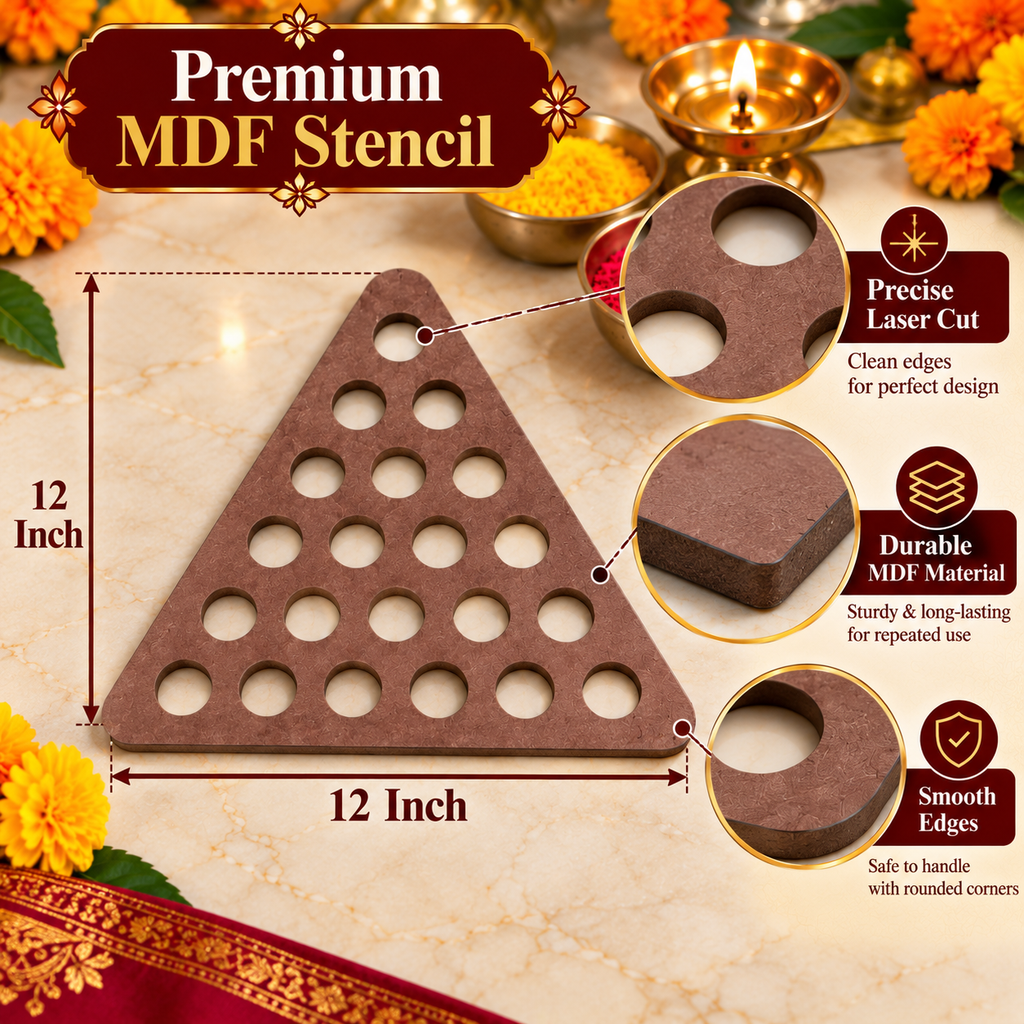 Matruka MDF Rangoli Stencil | Traditional Matruka Mandal Kolam Design | Reusable Pooja & Festival Stencil