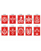 Combo P_10_2 | Premium Coconut Decoration Stencil Set | Reusable Velvet Stencils for Varalakshmi Vratham, Navaratri & Temple Poojas | Pack of 10 Designs