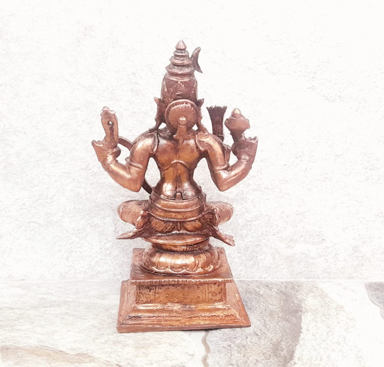 Brownish-Orange Copper Idols India, 4.3 Inches, Handmade Goddess Raja Rajeswari 479 Gram, Patina Antique Finish, Pack Of 1 Piece