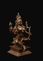 Brownish-Orange Copper Idols India, 4.3 Inches, Handmade Goddess Raja Rajeswari 479 Gram, Patina Antique Finish, Pack Of 1 Piece