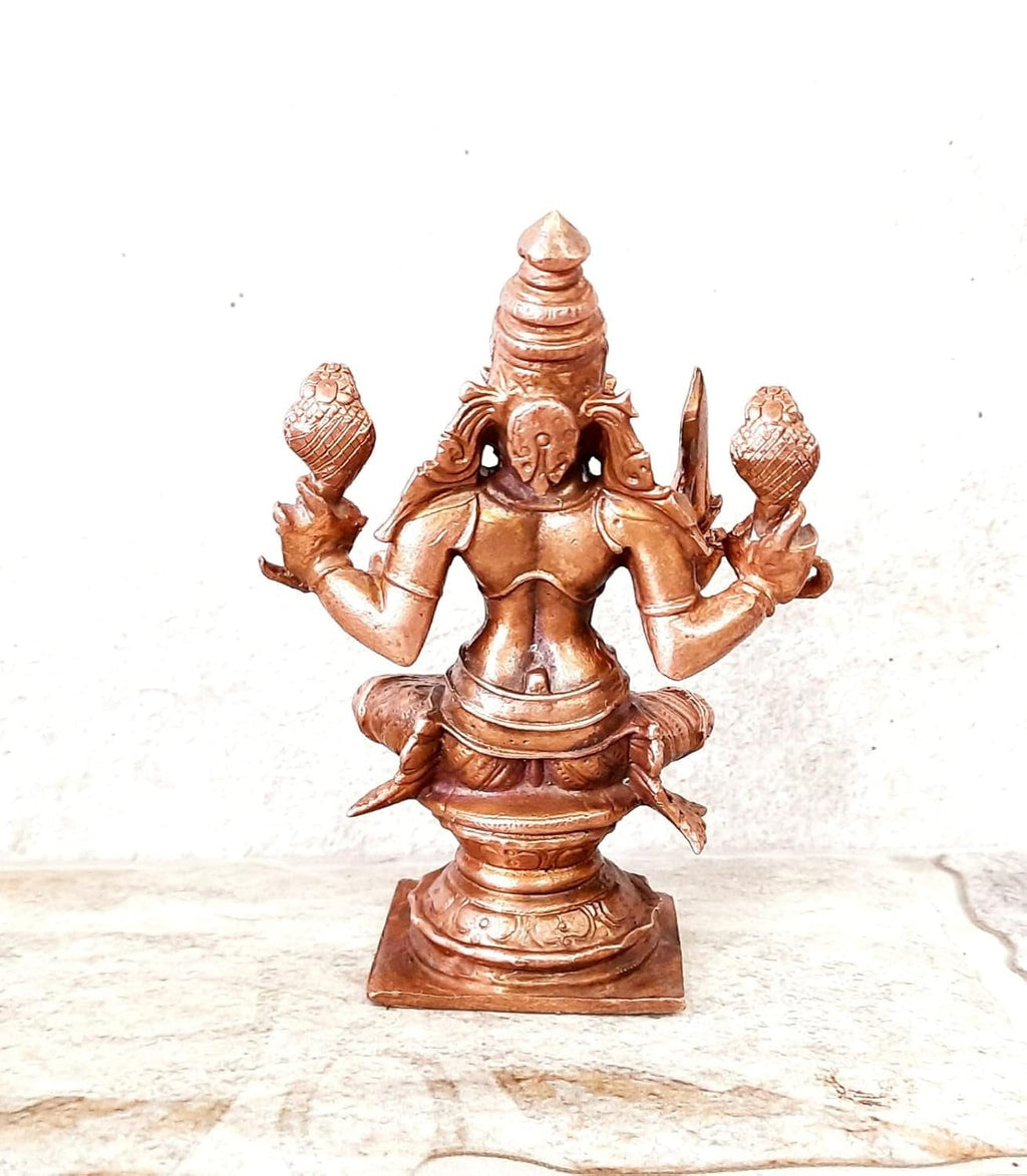 Sacred Copper Goddess Mariamman (Amman) Idol – 4 Inches, 380 Grams, Handmade Patina Antique Finish, Pack of 1 Piece