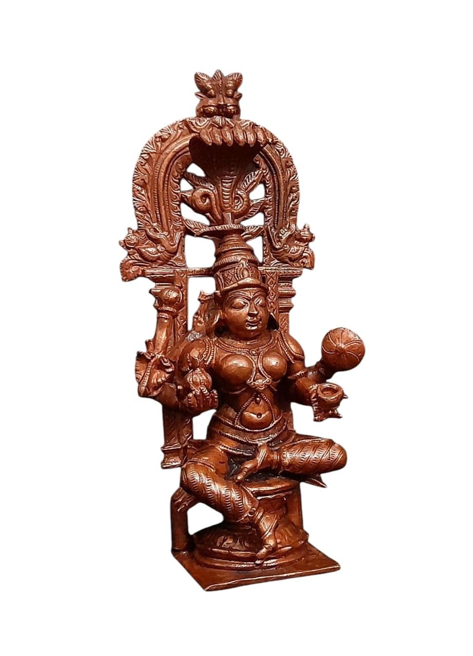 Brownish-Orange Copper Idols Indiaby, 5.5 Inches, Handmade Kohalpur Lakshmi Idol With, 482G, Patina Antique Finish, Pack Of 1 Piece