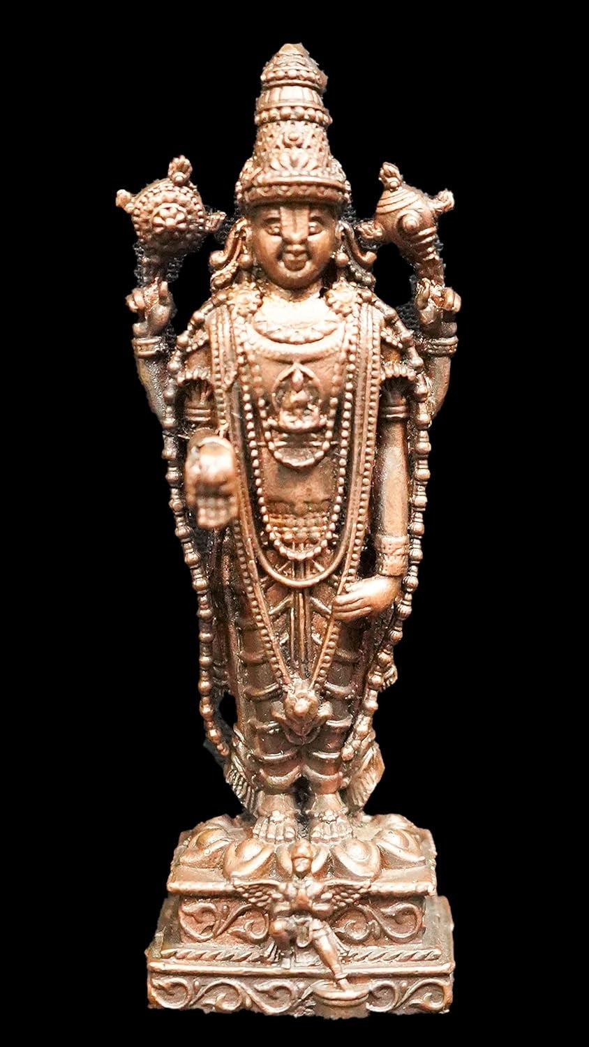 Copper Idols Indiaby, 2.8 Inches, Handmade Tirupati Balaji, 150G, Patina Antique Finish, Pack Of 1 Piece