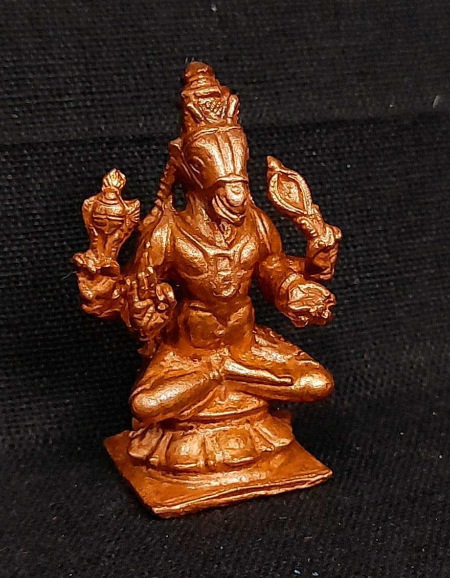 Antique Copper Idols India, 1.5 Inches, Handmade Lord Hayagriva, 30G, Patina Antique Finish, Pack Of 1 Piece