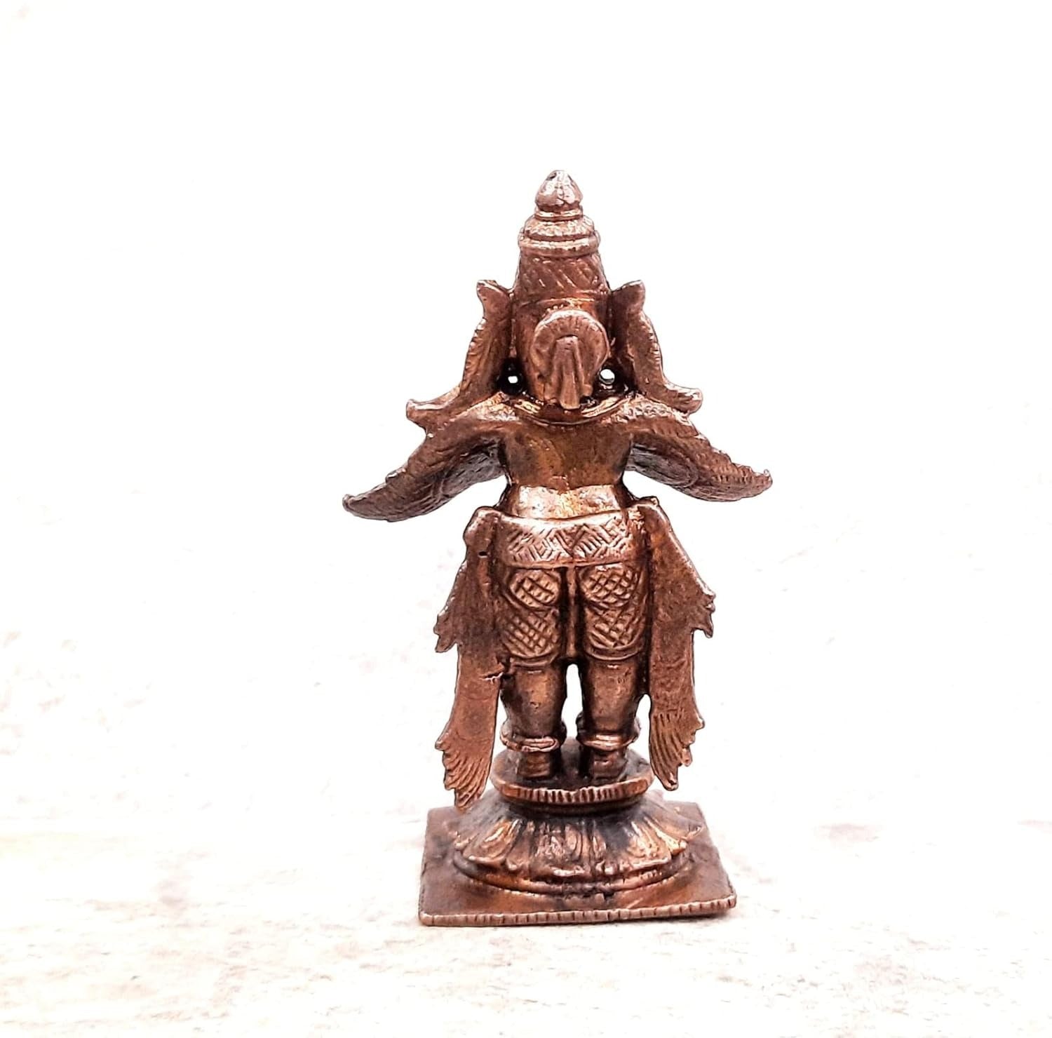 Brownish-Orange Copper Idols, 8.5 Cm, Handmade Standing Garudar 158 Gram, Patina Antique Finish, Pack Of 1 Piece