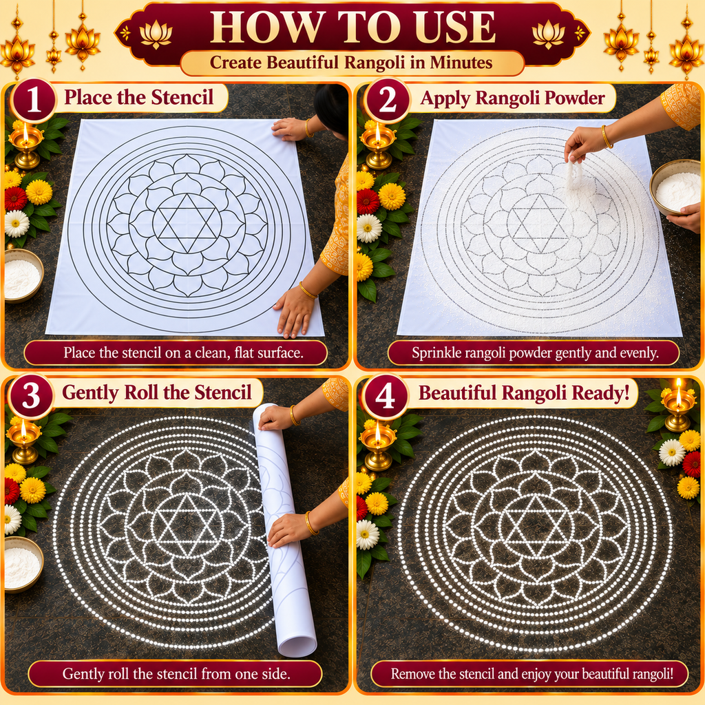 Sudarshanam 3 feet Normal Flex Stencil | Traditional Lotus Mandala Design | Unikraf
